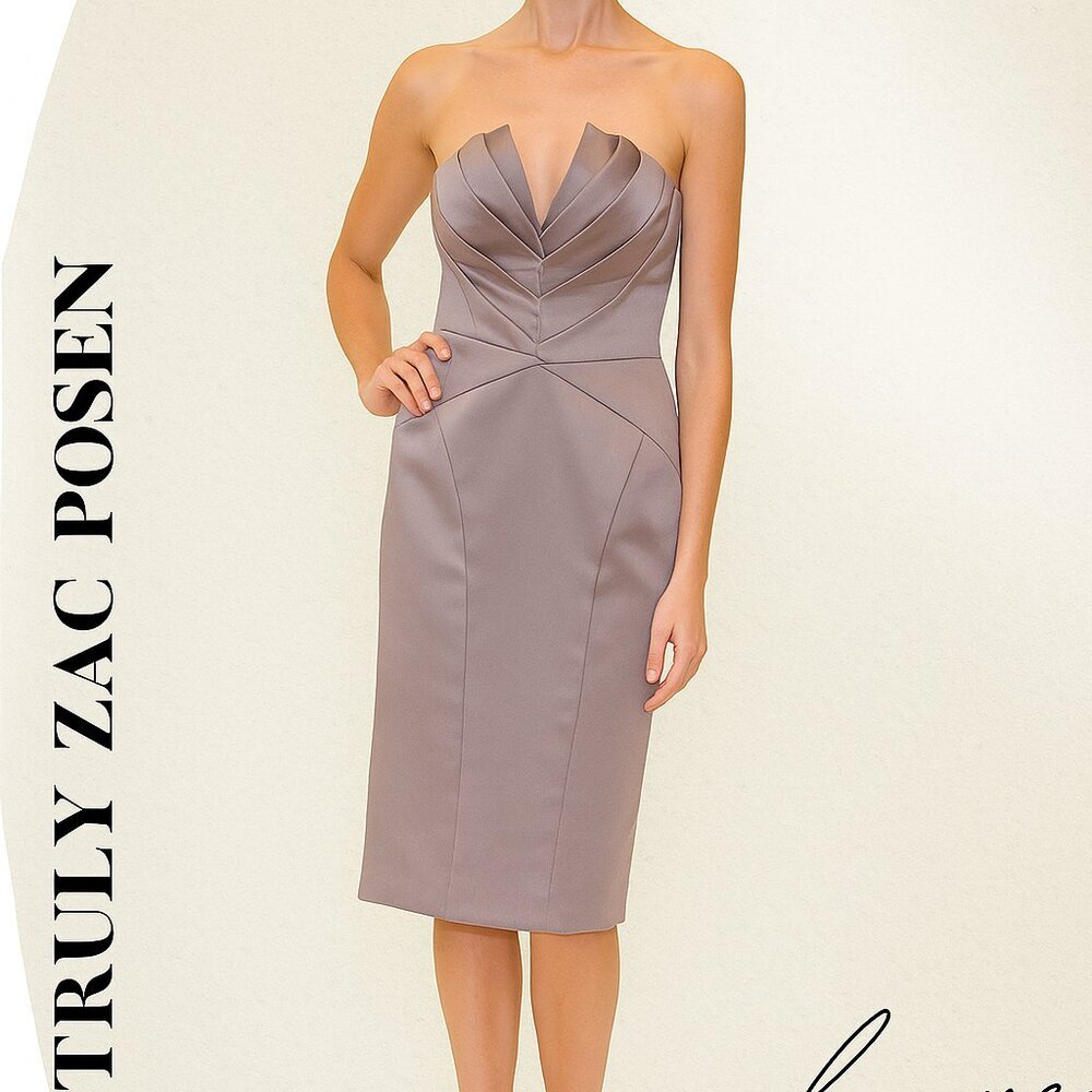NEW Zac Posen for David's Bridal strapless knee-length satin dress size 6